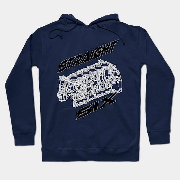 Engine Block Straight 6 (Black) Hoodie by CarEnthusast